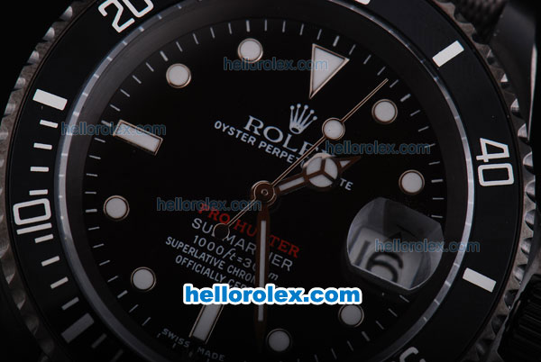 Rolex Submariner Pro-Hunter Oyster Perpetual Swiss ETA 2836 Automatic Movement With Black Dial and Case-White Nylon Strap - Click Image to Close